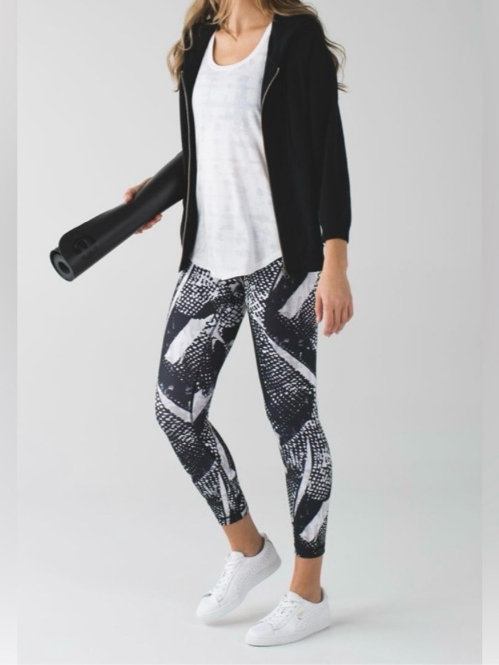Lululemon High Times 7/8 Leggings Size 4  Black White Gray Geometric